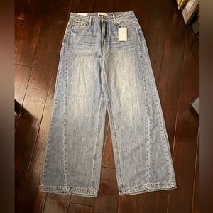 Wide-Leg Light Blue Jeans